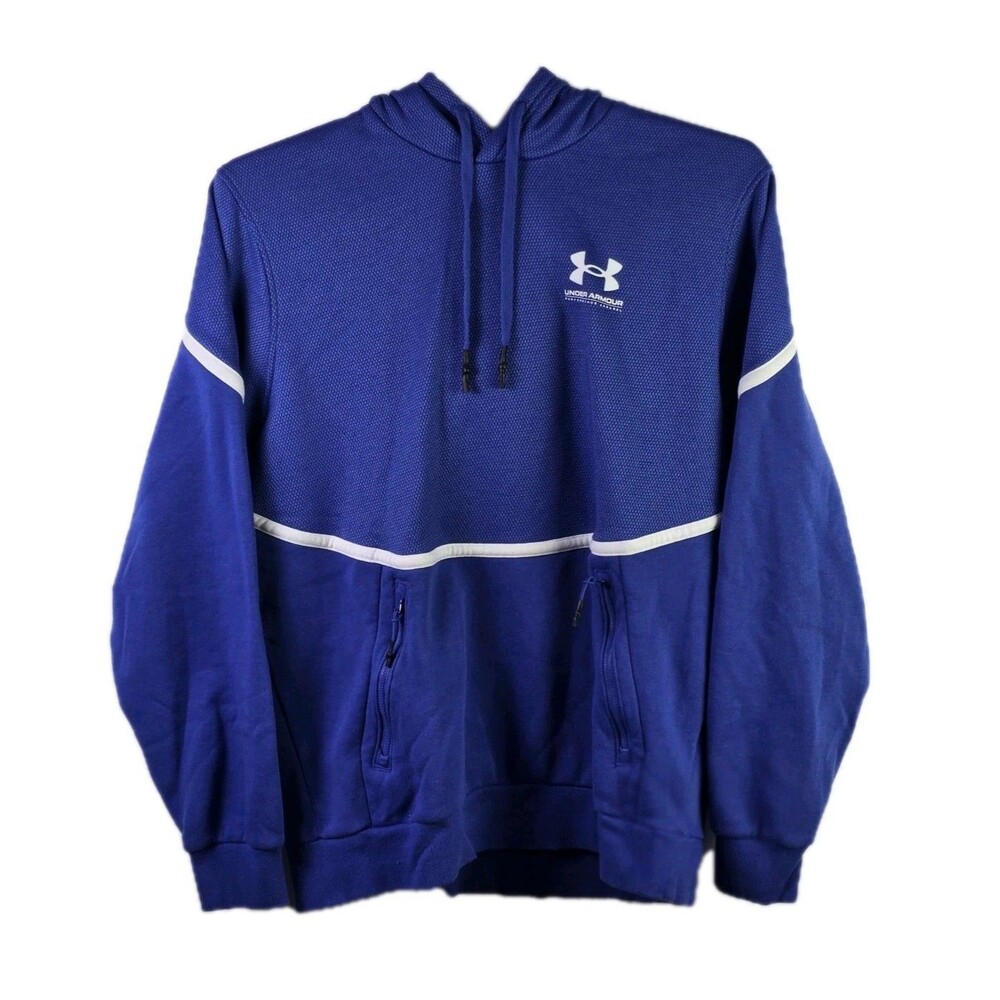 Vintage Under Armour Men's Large Royal Blue Long Sleeve Hoodie
